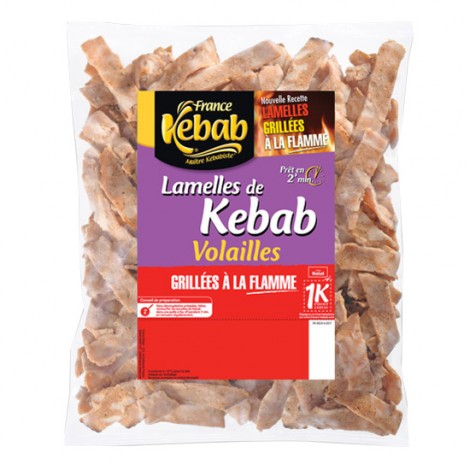 Lamelles de kebab volailles rôties et grillées à  la flamme 850 g