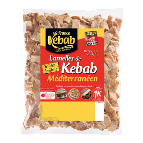 Lamelles de kebab méditerranéen cuites et grillées 850g