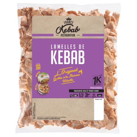 Lamelles de kebab volailles rôties et grillées à&nbsp; la flamme 850 g