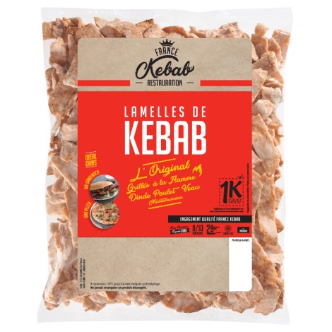 Lamelles de kebab méditerranéen cuites et grillées 850g