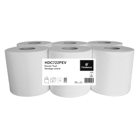 Bobine L'EVIDENCE DC 450Fts maxi 2 plis gaufré blanc Ecolabel