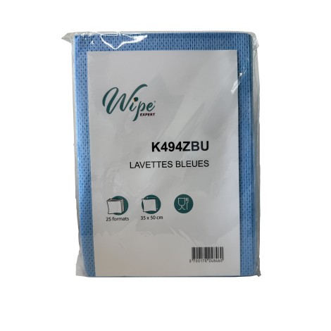 LAVETTES non tissées BLEUES 6x25Fmts de 35x50 cm