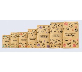Sacs à viennoiseries en kraft brun avec décor