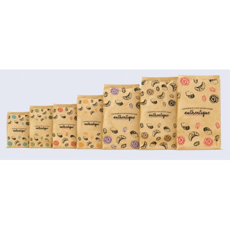 Sacs à viennoiseries en kraft blanc avec décor