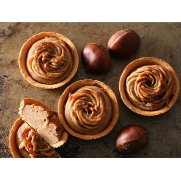 Tartelettes sablées gourmandes aux marrons et à la châtaigne